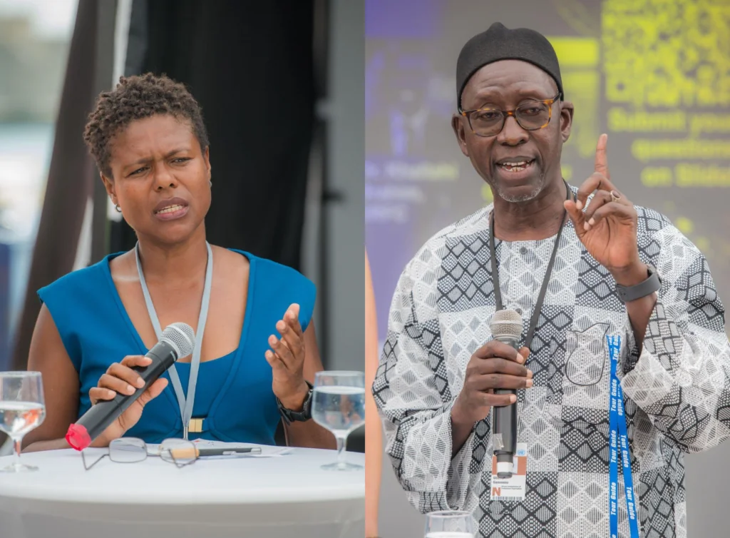 Corrine Almeida (left) and Gaoussou Gueye (right) at the UNOC3 Side Event by MeerWissen and FUTURO